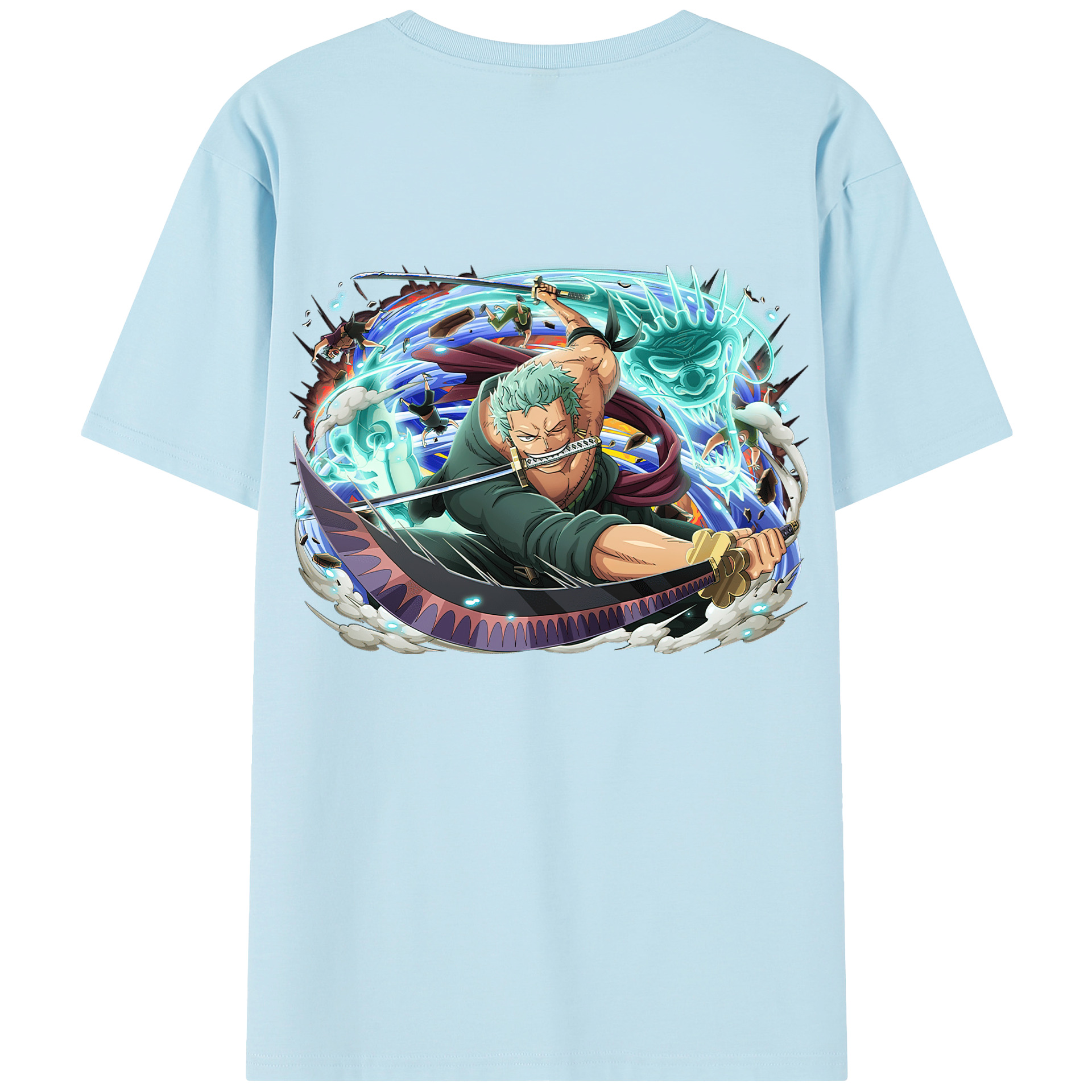 ワンピース ロロノア・ゾロ ONE PIECE Roronoa Zoro 綿100％半袖Tシャツ（背面プリント）